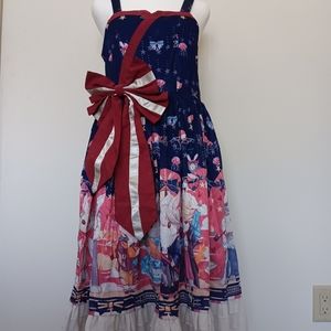 handmade graphic lolita dress with bunnies, jellyfish, and bows
